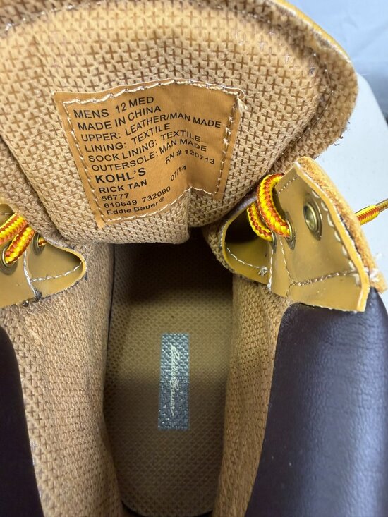 Eddie Bauer Rick Tan Suede Hiking Work Boots Men’s Size 12 New In Box Waterproof main image 4